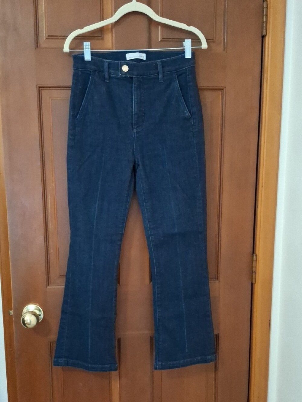 LOFT The Kick Crop Dark Indigo Flare Jeans Size 2/26